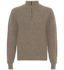 Grunt Bluse - Half Zip - Strik - GrTone - Nature Melange