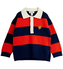 Mini Rodini Sweatshirt - Strik - Rugby - Rød/Blå/Hvid