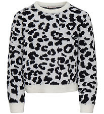 Kids Only Bluse - Uld - Strik - KogDora - Birch/Black Leo