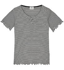 Mads Nørgaard T-shirt - Rib -  Stripe Tiki - Black/Vanilla Ice