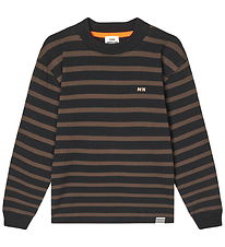 Mads Nørgaard Bluse - Stripe Carlito - Black/Demitasse