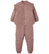 Name It Termosæt m. Fleece - NmfMoon - Woodrose m. Glitter