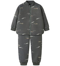Name It Termosæt m. Fleece - NmmMoon - Grey Pinstripe