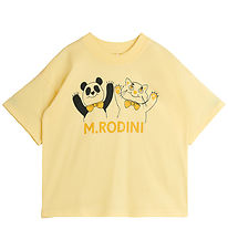 Mini Rodini T-shirt - Panda & Cat - Gul