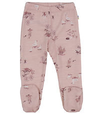 Joha Leggings m. Fødder - Uld/Bambus - Lyserød