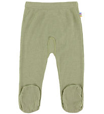 Joha Leggings m. Fødder - Rib - Uld/Silke - Grøn