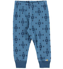 Joha Leggings - Uld/Bomuld - Blå m. Snefnug