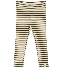 Petit Piao Leggings - Rib - Modal - Green Leaf/Off White