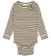 Petit Piao Body l/æ - Rib - Modal - Coffee Bean/Off White