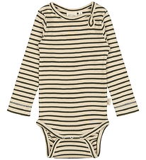 Petit Piao Body l/æ - Rib - Modal - Green Leaf/Off White