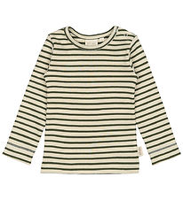 Petit Piao Bluse - Rib - Modal - Green Leaf/Off White