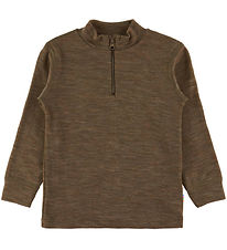 Joha Bluse - Uld/Silke - Brun Meleret