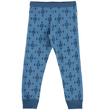 Joha Leggings - Uld/Bomuld - Blå m. Snefnug
