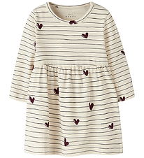 Name It Kjole - NbfVandora - Summer Sand/Stripes and hearts