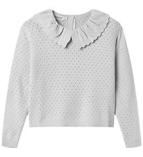 MarMar Bluse - Strik - Toro - Aluminium m. Hulmønster