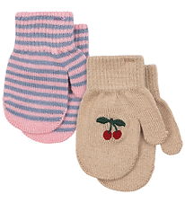Konges Sløjd Luffer - Uld/Akryl - Filla - 2-pak - Cherry/Stripe