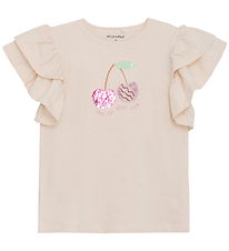 Minymo T-shirt - Sandshell m. Kirsebær