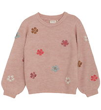 Minymo Bluse - Strik - Misty Rose m. Blomster