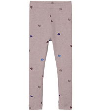 Name It Leggings - Noos - NmfNutti - Burnished Lilac m. Hjerter