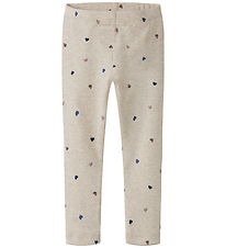 Name It Leggings - Noos - NmfNutti - Peyote Melange m. Hjerter