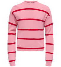 Kids Only Bluse - Strik - Noos - KogFranca - Sea Pink/Small Stri