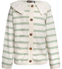 Hanevild Cardigan - Strik - Heart - Off White/Shale Green