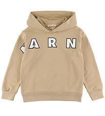 Marni Hættetrøje - Cardboard Beige m. Logo