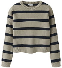 Name It Bluse - Strik - NkfvNilla - Island Fossil/W. NAVY BLAZER