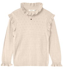 Fliink Bluse - Strik - Fame - Sandshell m. Hulmønster