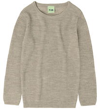 FUB Bluse - Rib - Strik - Uld - Oat Melange