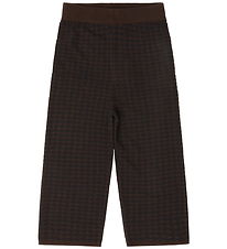 FUB Bukser - Strik - Uld - Checked - Mocca/Dark Navy