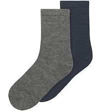 Name It Strømper - 2-pak - Uld/Bomuld - NkmWak - Dark Grey Melan