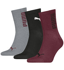 Puma Strømper - Unisex RIB Logo Short - 3-pak - Burgundy/Sort/Gr