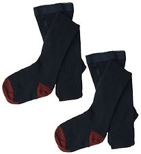FUB Strømpebukser - Uld - Rib - 2-pak - Dark Navy