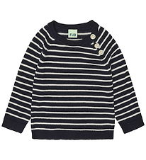 FUB Bluse - Strik - Uld - Dark Navy/Ecru