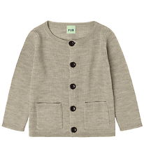FUB Cardigan - Rib - Strik - Uld - Oat Melange