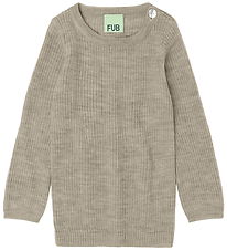 FUB Bluse - Rib - Strik - Uld - Oat Melange
