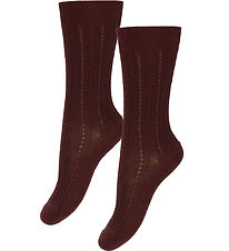 FUB Strømper - Uld - Rib - 2-pak - Cranberry