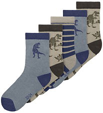 Name it Strømper - NmmNiel - 5-Pak - Delicioso/2x Blue Print + 1