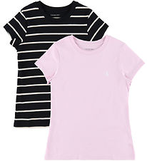 Calvin Klein T-shirts - 2-pak - Rosa/Sort m. Striber