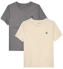 Calvin Klein T-shirts - 2-pak - Monogram - Granite Gray/Whitecap