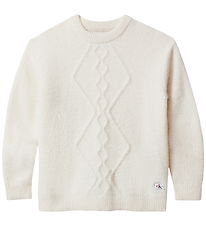 Calvin Klein Bluse - Polyester/Uld - Fluffy - Whitecap Gray