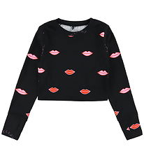 Stella McCartney Kids Badebluse - UV50+ - Black/Red Lips