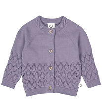 Müsli Cardigan - Strik - Leaf - Lilac Fog m. Hulmønster