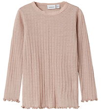 Name It Bluse - Uld/Silke - Rib - NmfWossa - Shadow Gray