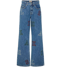 Kids Only Jeans - Wide - KogJuicy - Medium Blue Denim/LETTERS