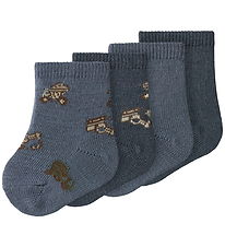 Name It Strømper - Uld/Bomuld - 4 pak - NbmWak - Folkstone Gray/