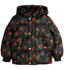 Mini Rodini Vinterjakke - Lingonberries Hooded Puffer - Sort