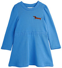 Mini Rodini Kjole - Sweatdress - Dog - Blå