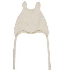 Huttelihut Babyhjelm m. Ører - Alpakauld - Strik - Off-white